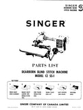 SINGER 12SS-1 DEARBORN BLIND STITCH  SEWING MACHINE LIST OF PARTS 8 PAGES ENG