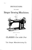 SINGER 12W 14W SEWING MACHINES INSTRUCTIONS 14 PAGES ENG