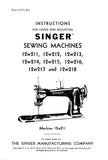 SINGER 12W211 12W212 12W213 12W214 12W215 12W216 12W217 12W218 SEWING MACHINES INSTRUCTIONS FOR USING AND ADJUSTING 10 PAGES ENG