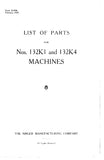 SINGER 132K1 132K4 SEWING MACHINE LIST OF PARTS 9 PAGES ENG