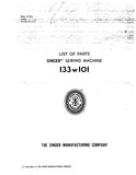 SINGER 133W101  SEWING MACHINE LIST OF PARTS 13 PAGES ENG