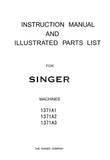 SINGER 1371A1 1371A2 1371A3 SEWING MACHINE INSTRUCTION MANUAL 86 PAGES ENG