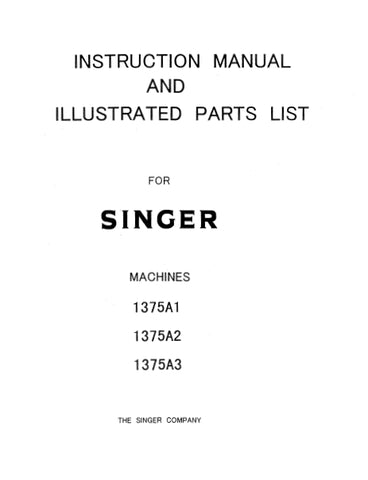 SINGER 1375A1 1375A2 1375A3 SEWING MACHINE INSTRUCTION MANUAL 33 PAGES ENG