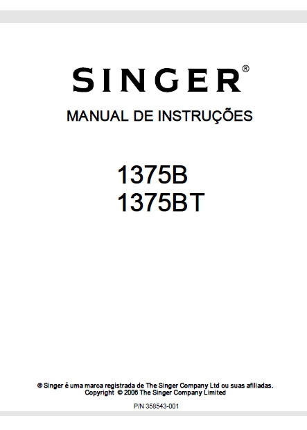 SINGER 1375B 1375BT MAQUINAS MANUAL DE INSTRUCOES 14 PAGINAS PT