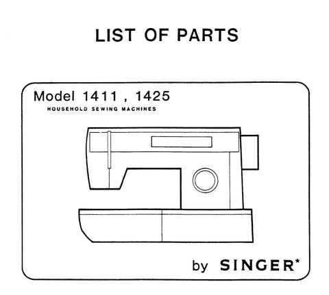 SINGER 1411 1425 SEWING MACHINE LIST OF PARTS 44 PAGES ENG