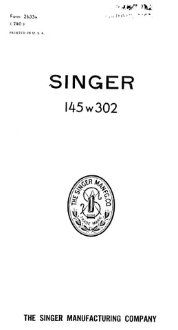 SINGER 145W302 SEWING MACHINE ILLUSTRATED PARTS LIST 11 PAGES ENG