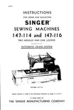 SINGER 147-114 147-116 SEWING MACHINES INSTRUCTIONS FOR USING AND ADJUSTING 16 PAGES ENG