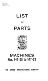 SINGER 147-20 147-22 SEWING MACHINE LIST OF PARTS 47 PAGES ENG