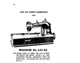 SINGER 147-2 147-23 SEWING MACHINE LIST OF PARTS COMPLETE 30 PAGES ENG