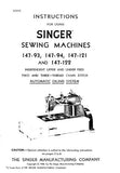 SINGER 147-93 147-94 147-121 147-122 SEWING MACHINES INSTRUCTIONS FOR USING 10 PAGES ENG