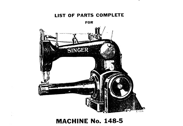 SINGER 148-5 SEWING MACHINE LIST OF PARTS 24 PAGES ENG