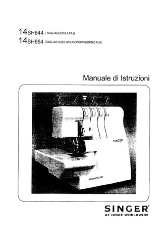 SINGER 14SH644 14SH654 SEWING MACHINE MANUALE DI ISTRUZIONI 49 PAGES ITAL