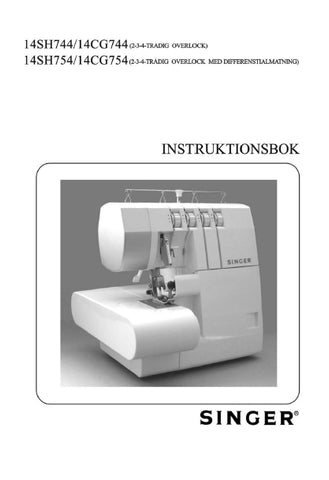 SINGER 14SH744 14SH754 SEWING MACHINE INSTRUKTIONSBOK 53 PAGES SW