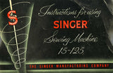 SINGER 15-125 SEWING MACHINE INSTRUCTIONS BOOK 38 PAGES ENG