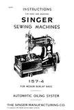 SINGER 157-4 SEWING MACHINE INSTRUCTIONS FOR USING AND ADJUSTING 13 PAGES ENG