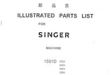 SINGER 1591D 200A 240A 300A 308A SEWING MACHINE ILLUSTRATED PARTS LIST 16 PAGES ENG