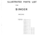 SINGER 1591D200B 210B 240B 300B 310B 318B 200G 210G 240G 300G 310G SEWING MACHINE ILLUSTRATED PARTS LIST 22 PAGES ENG