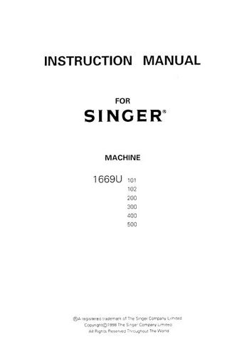 SINGER 1669U 101 102 200 300 400 500 SEWING MACHINE INSTRUCTION MANUAL 43 PAGES ENG