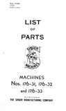SINGER 176-31 176-32 176-33 SEWING MACHINE LIST OF PARTS 29 PAGES ENG