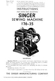 SINGER 176-35 SEWING MACHINE INSTRUCTIONS FOR USING AND ADJUSTING 10 PAGES ENG