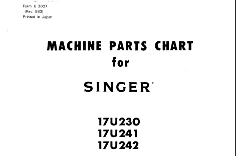 SINGER 17U230 17U241 17U242 SEWING MACHINE MACHINE PARTS CHART 7 PAGES ENG