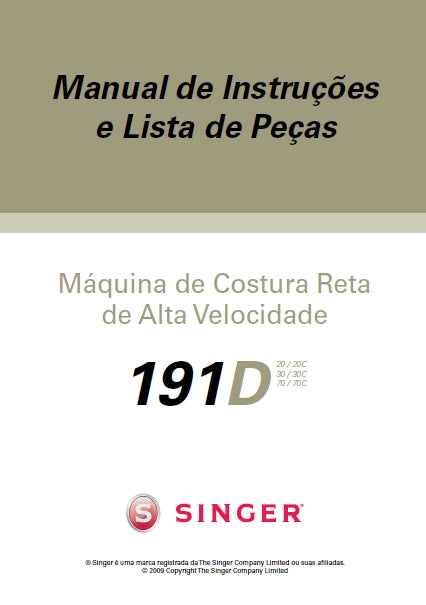 SINGER 191D MAQUINA DE COSTURA MANUAL DE INSTRUCOES 45 PAGINA PT