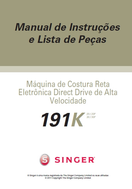 SINGER 191K MAQUINA DE COSTURA MANUAL DE INSTRUCOES 61 PAGINA PT