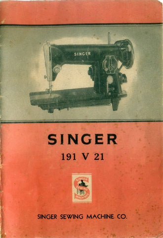 SINGER 191 V 21 MAQUINAS DE COSER MANUAL DE INSTRUCCIONES 17 PAGES ESP