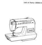 SINGER 2000A SEWING MACHINE LIST OF PARTS 30 PAGES ENG