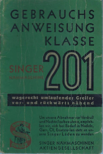 SINGER 201 NAHMASCHINE GEBRAUCHSANWEISUNG 24 SEITE DEUT