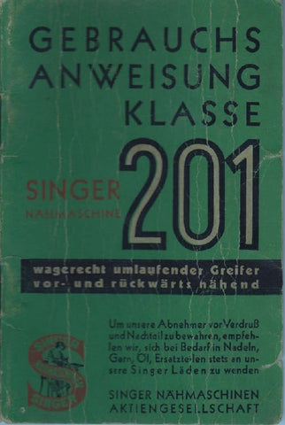 SINGER 201 NAHMASCHINE GEBRAUCHSANWEISUNG 24 SEITE DEUT