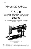 SINGER 206K25 ELECTRIC SEWING MACHINE ADJUSTERS MANUAL BOOK 28 PAGES ENG