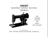 SINGER 206 206K25 SEWING MACHINE INSTRUCTIONS BOOK 100 PAGES ENG