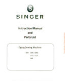 SINGER 20U-109 20U-109C 20U-112 20U-112C 20U-309 SEWING MACHINE INSTRUCTION MANUAL 60 PAGES ENG