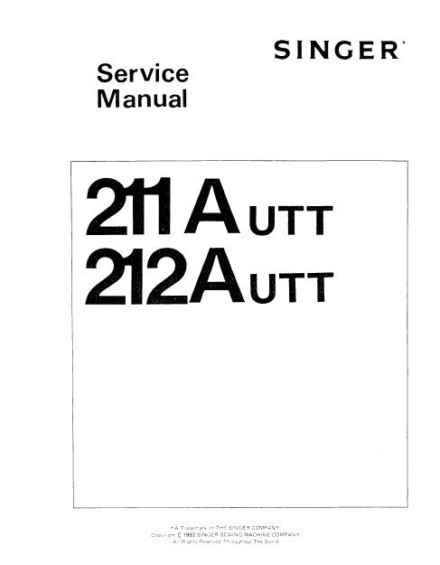 SINGER 211AUTT 212AUTT SEWING MACHINE SERVICE MANUAL 26 PAGES ENG