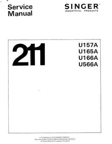 SINGER 211U157A  211U165A 211U166A 211U566A SEWING MACHINE SERVICE MANUAL 29 PAGES ENG