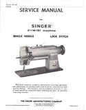 SINGER 211W151 SEWING MACHINE SERVICE MANUAL 40 PAGES ENG