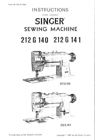 SINGER 212G140 212141 SEWING MACHINES INSTRUCTIONS FOR USING AND ADJUSTING 11 PAGES ENG