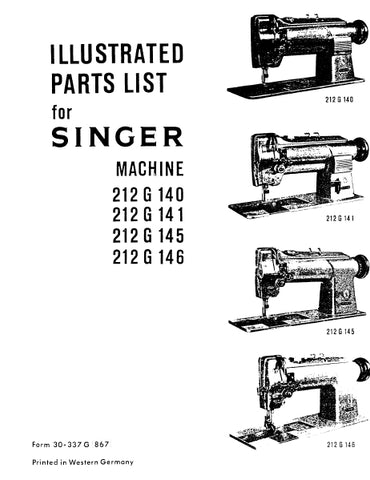 SINGER 212G140 212G141 212G145 212G146 SEWING MACHINE ILLUSTRATED PARTS LIST 56 PAGES ENG