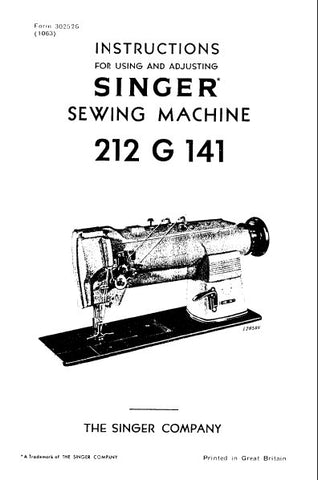 SINGER 212141 SEWING MACHINE INSTRUCTIONS FOR USING AND ADJUSTING 12 PAGES ENG