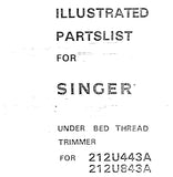 SINGER 212U443A 212U843A SEWING MACHINE ILLUSTRATED PARTS LIST 4 PAGES ENG