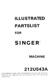 SINGER 212U543A SEWING MACHINE ILLUSTRATED PARTS LIST 54 PAGES ENG