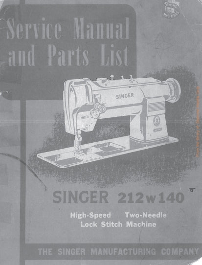 SINGER 212W140 SEWING MACHINE SERVICE MANUAL 66 ENGLISH