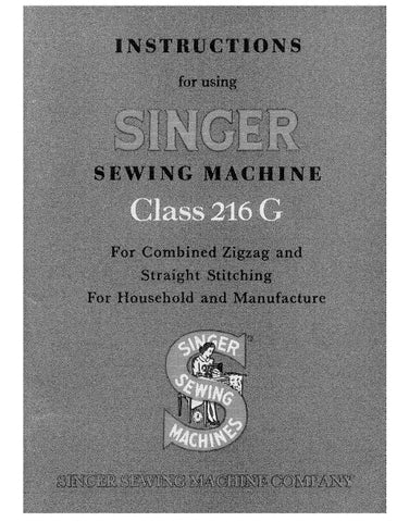 SINGER 216G SEWING MACHINE INSTRUCTION MANUAL 70 PAGES ENG