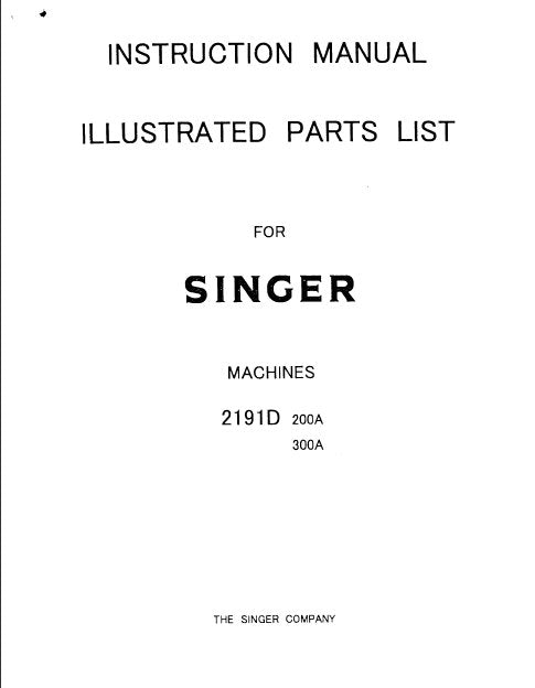 SINGER 2191D 200A 300A SEWING MACHINE INSTRUCTION MANUAL 34 PAGES ENG