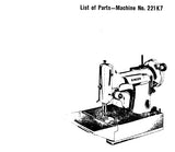 SINGER 221K7 SEWING MACHINE LIST OF PARTS 4 PAGES ENG