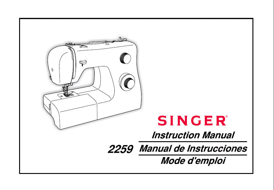 SINGER 2259 SEWING MACHINE INSTRUCTION MANUAL 68 PAGES ENG ESP FRANC