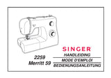 SINGER 2259 MERRITT 59 SEWING MACHINE HANDLEIDING/MODE D'EMPLOI/BEDIENUNGSANLEITUNG 72 PAGES NL FR DE