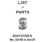 SINGER 22W165 TO 22W170 SEWING MACHINE LIST OF PARTS 55 PAGES ENG