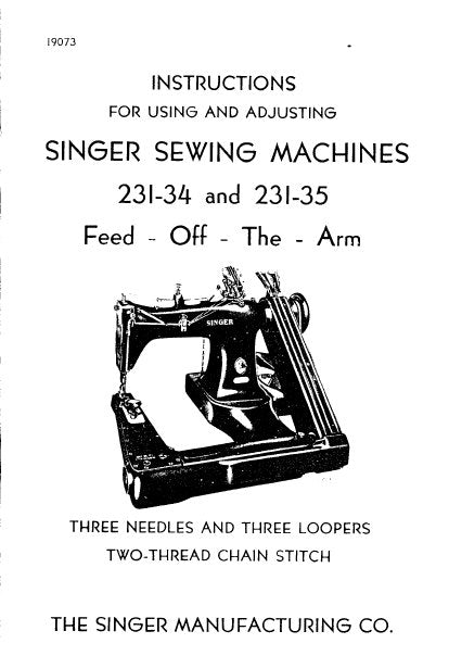 SINGER 231-34 231-35 SEWING MACHINE INSTRUCTIONS FOR USING AND ADJUSTING 14 PAGES ENG